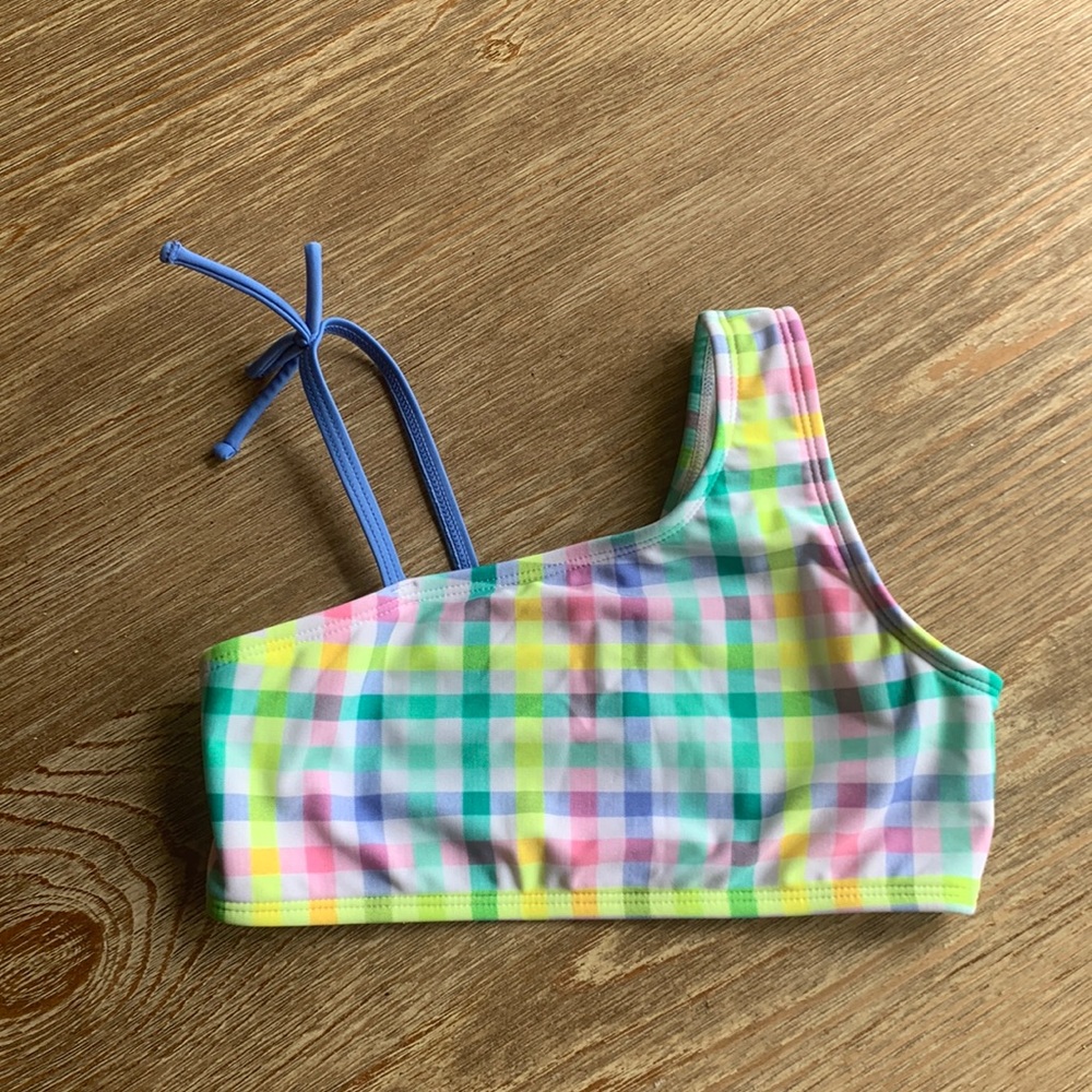 Cat & Jack Bikini Top Girls Gongham Pattern M (7/8)